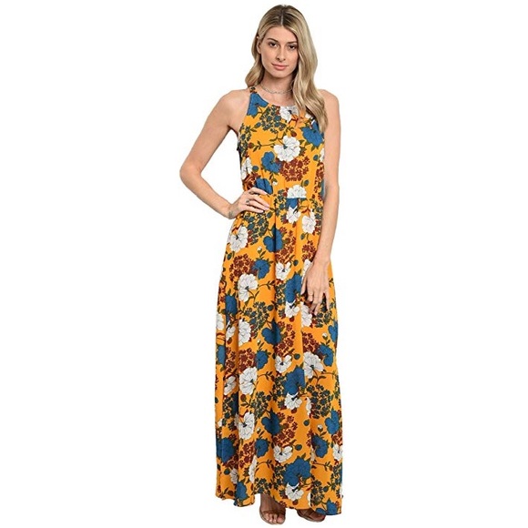 Beautiful Floral Print Smock Waist Maxi Dress - Picture 2 of 5